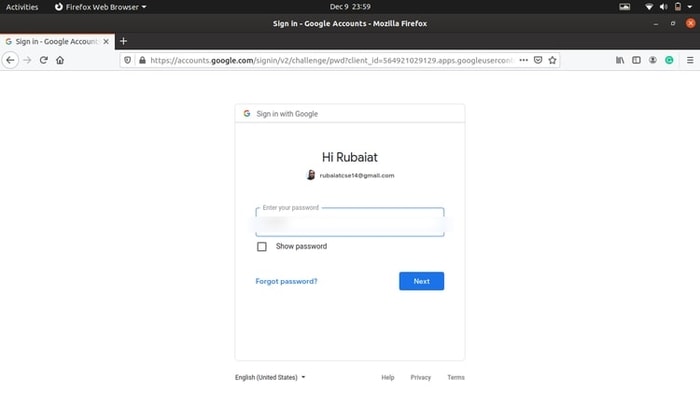 authenticating google account