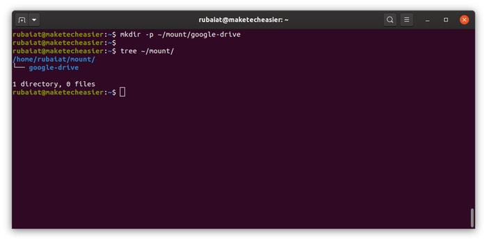 creating mount point to store backup files to google drive