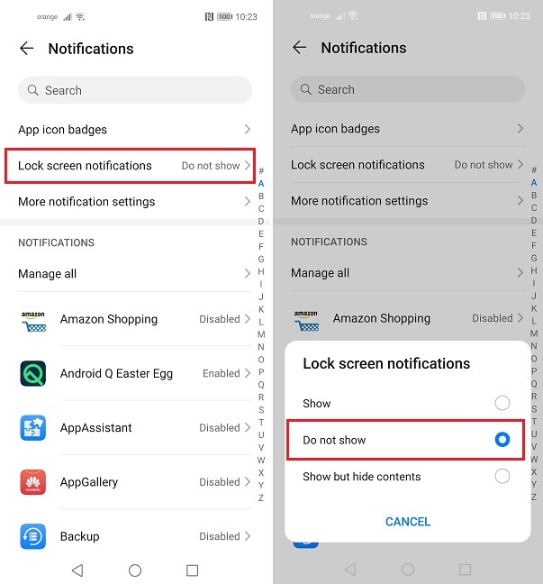 Hide Notifications Lock Screen Huawei Turn Off All