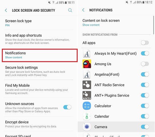 Hide Notifications Lock Screen Samsung Specific App Turn Off