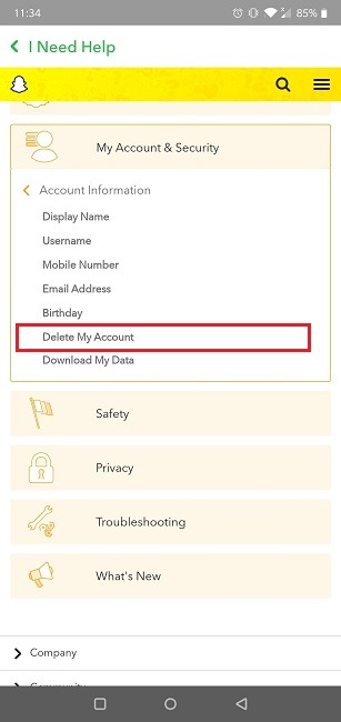 How To Delete Snapchat Mobile App Delete Account