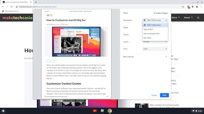 How To Print Chromebook Dropdown