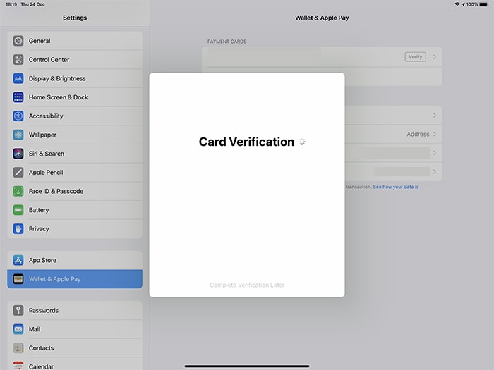 Set Up Apple Pay Card Verification