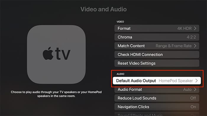 Set Up Home Theater Audio Apple Tv Homepod Default Audio Output Tvos