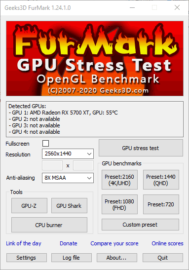 Stress Test Gpu Furmark Menu