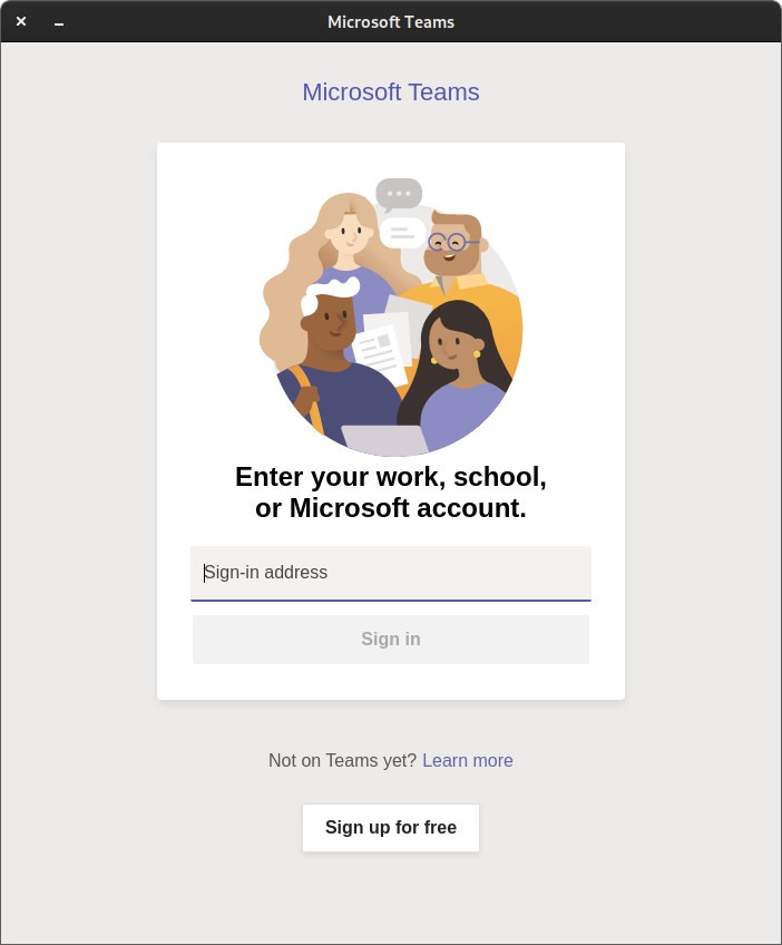 Teams On Linux Sign In Page
