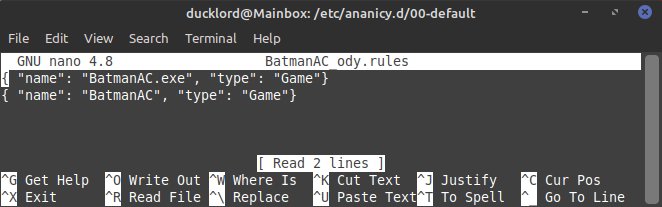 Ananicy Control Apps Custom Batman Rule