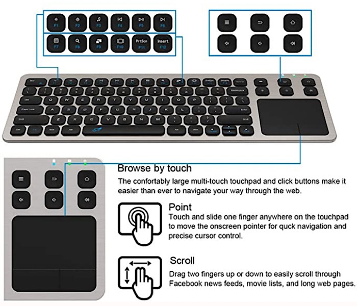 Deal Arteck Wireless Keyboard Diagram