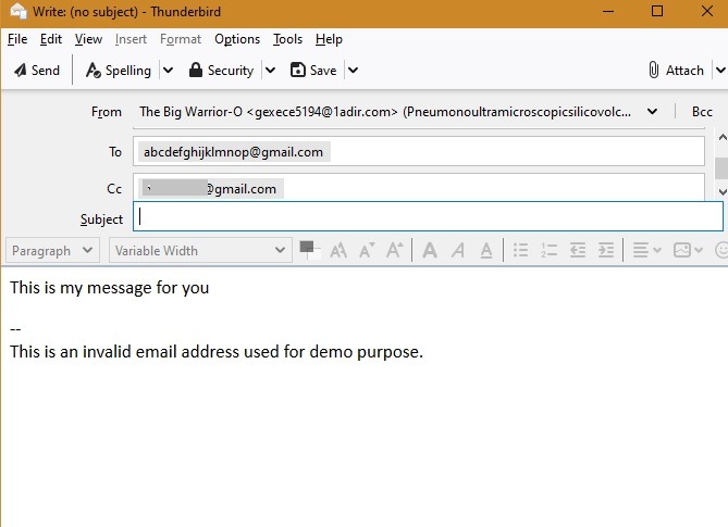 Thundebird Identities Mail Sent