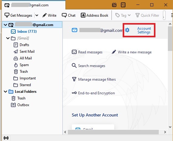 Thunderbird Identities Account Settings