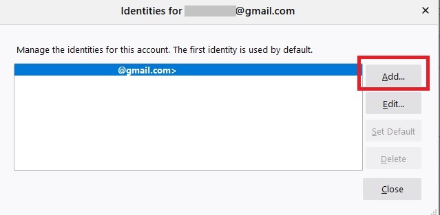 Thunderbird Identities Add New Identity