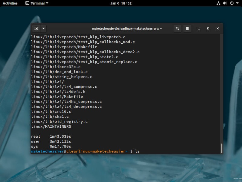 Clear Linux Time Test