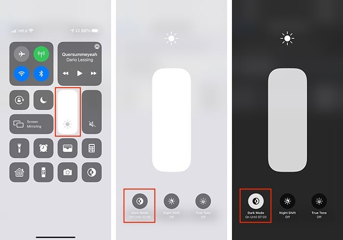 Dark Mode Iphone Activation Via Control Center