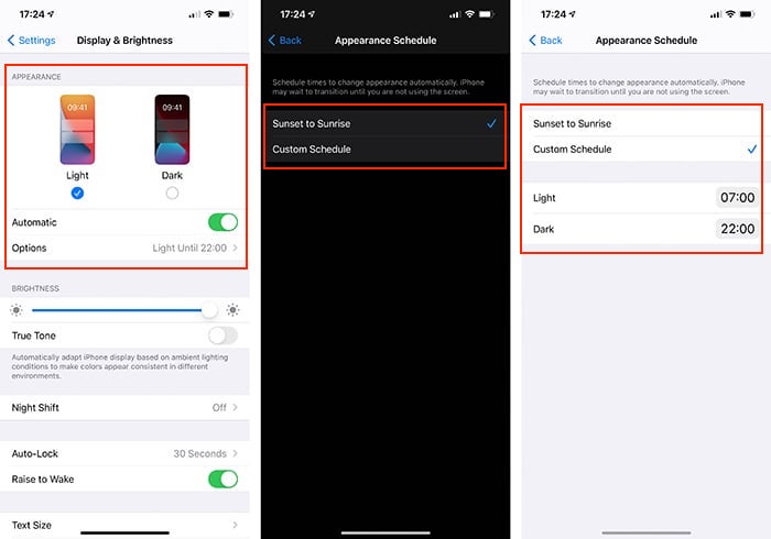 Dark Mode Iphone Automatic Settings Adjustment