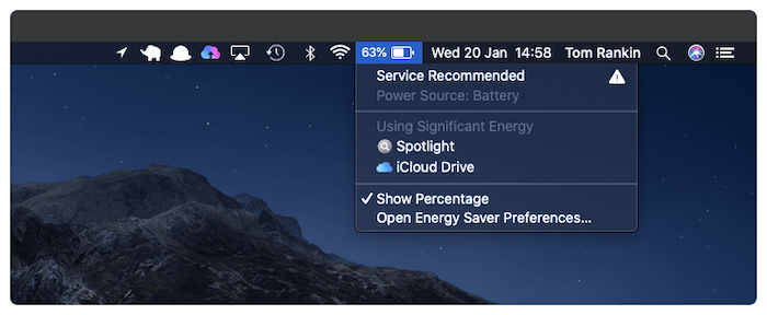The Battery Indicator notice.