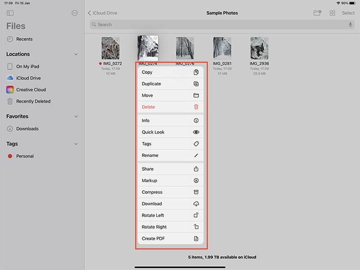 Files App Ios Move Copy Delete Dropdown Menu
