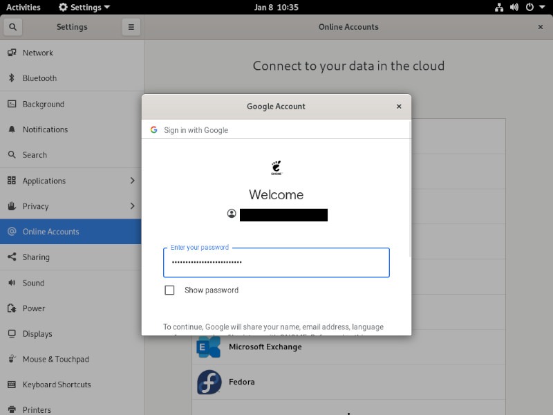 Gnome Shell Google Integration Sign In
