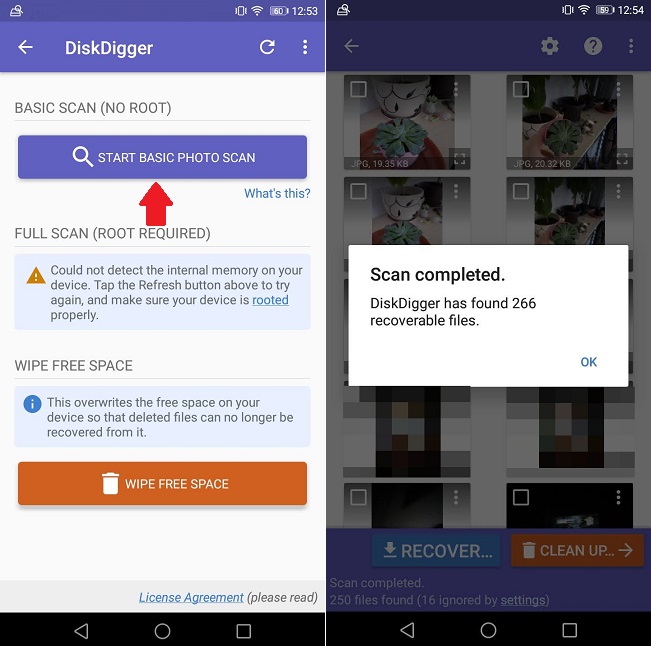 How To Recover Deleted Photos Disk Digger Basic Scan