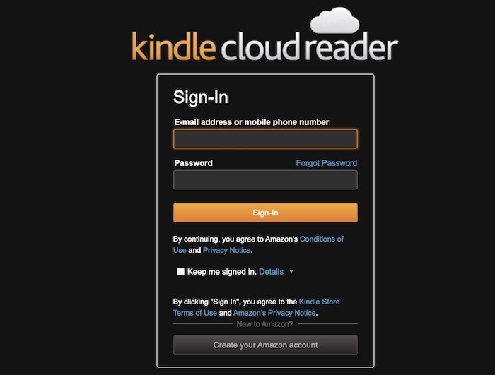 Kindle Cloud Reader Login