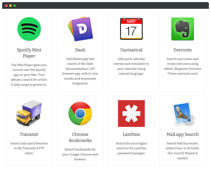 A selection of Alfred Workflows.
