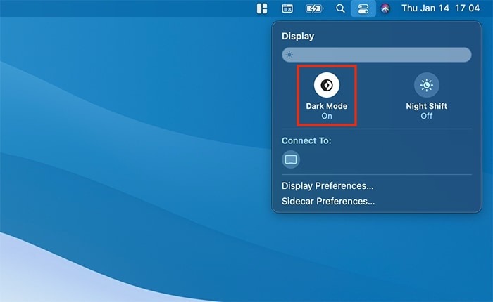 Macos Dark Mode Activated Control Panel