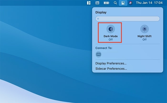 Macos Dark Mode Display Settings Control Panel