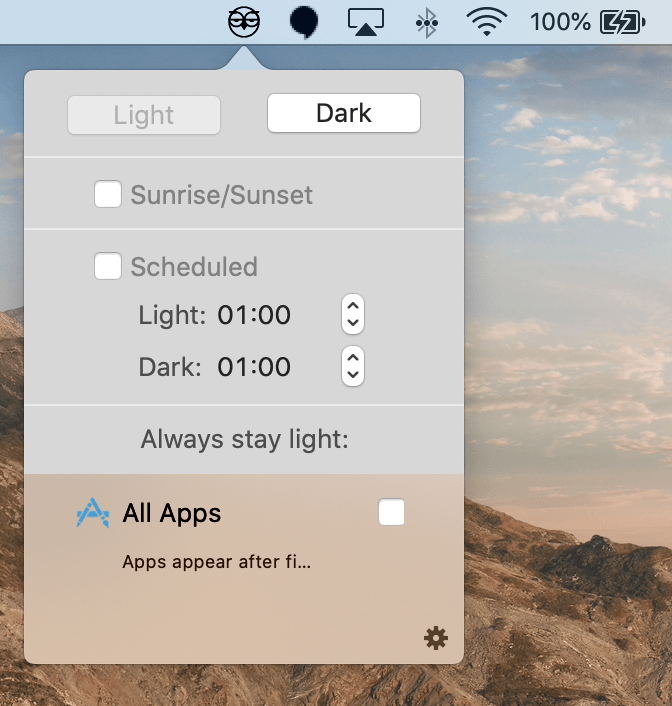 You can schedule Dark Mode for a specific time, using the NightOwl application.