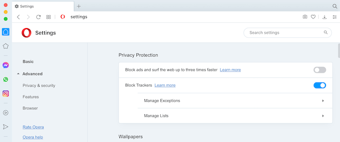You can add exceptions to Opera's tracker-blocking list. 