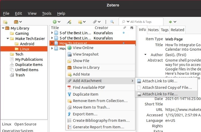 Research With Zotero Add Attachments