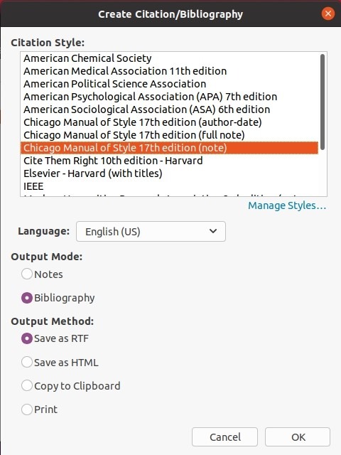 Research With Zotero Bibliography Style