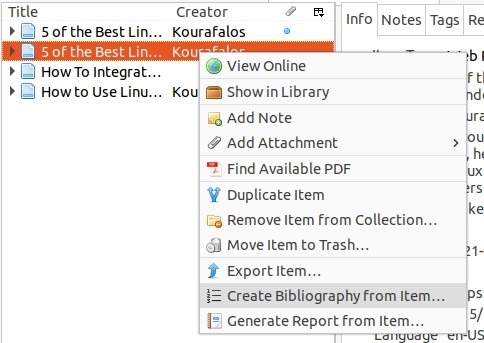 Research With Zotero Create Bibliography