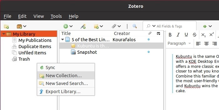 Research With Zotero New Collection