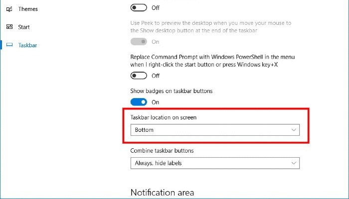 Screen Real Estate Taskbar Location