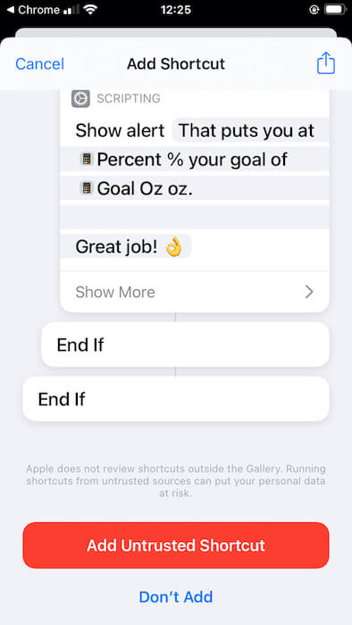 You can examine the structure of your third party shortcuts, in Apple's Shortcuts application.