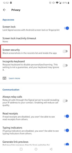 Signal Features You Should Try Screen Security