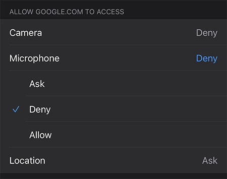 Block Access Safari Microphone