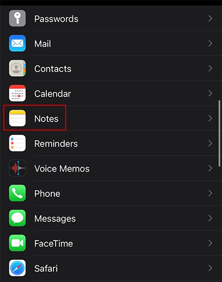 Change Background Notes App Settings