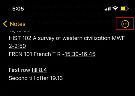 Change Background Notes More Menu