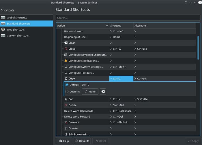 Remap Keys Kde Standard Shortcuts