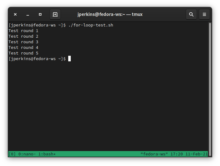 Bash For Loop 1 output