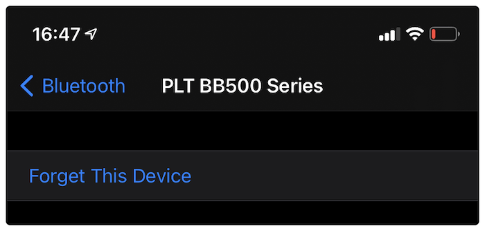 Forgetting a Bluetooth device.
