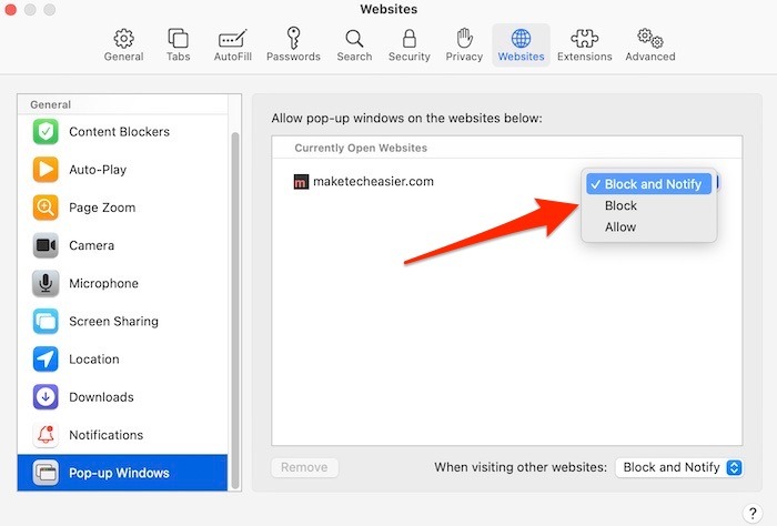Block Allow Safari Pop Ups Mte
