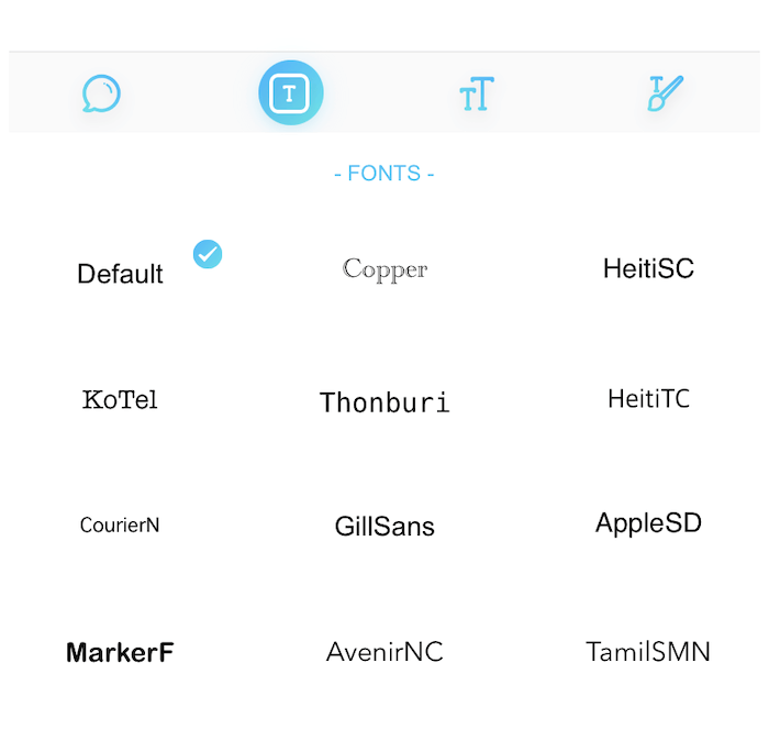 Choosing a font in FancyBubble.