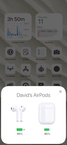 Check Airpods Battery Life Snap