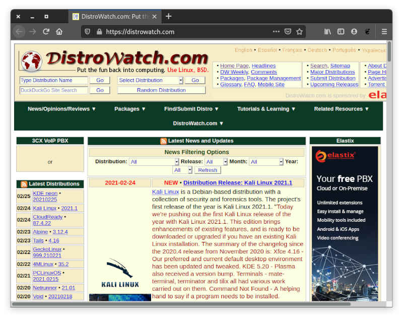 Choose Linux Distro Distrowatch