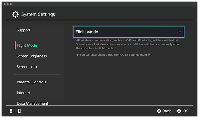 The Nintendo Switch Flight Mode.