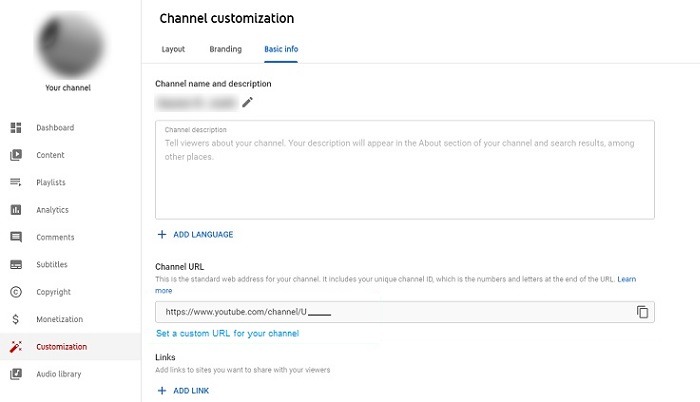 Custom Channel Url Youtube