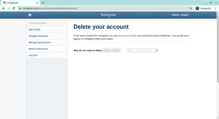 Delete Personal Data From Insagram