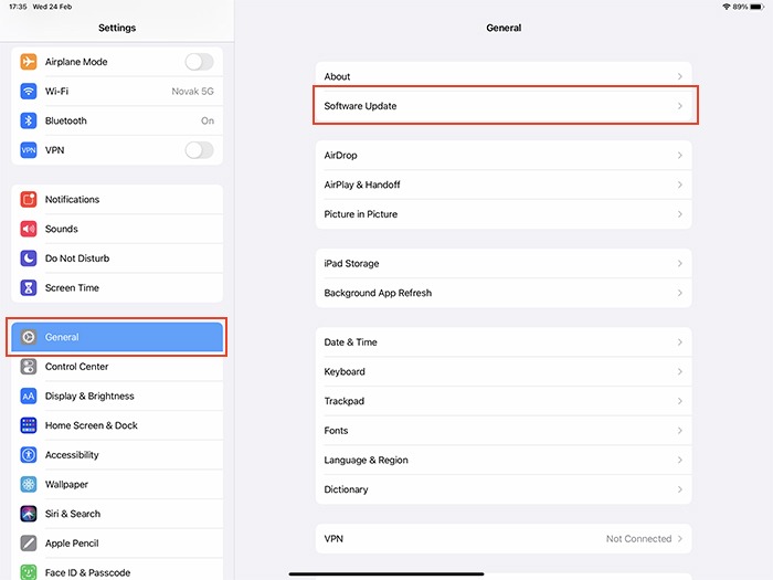External Device Ipad System Update