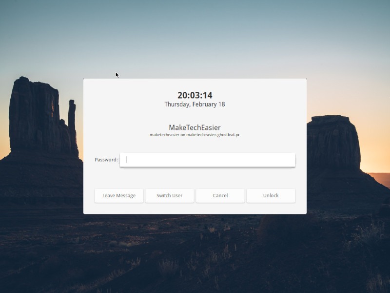 Ghostbsd Review Lock Screen